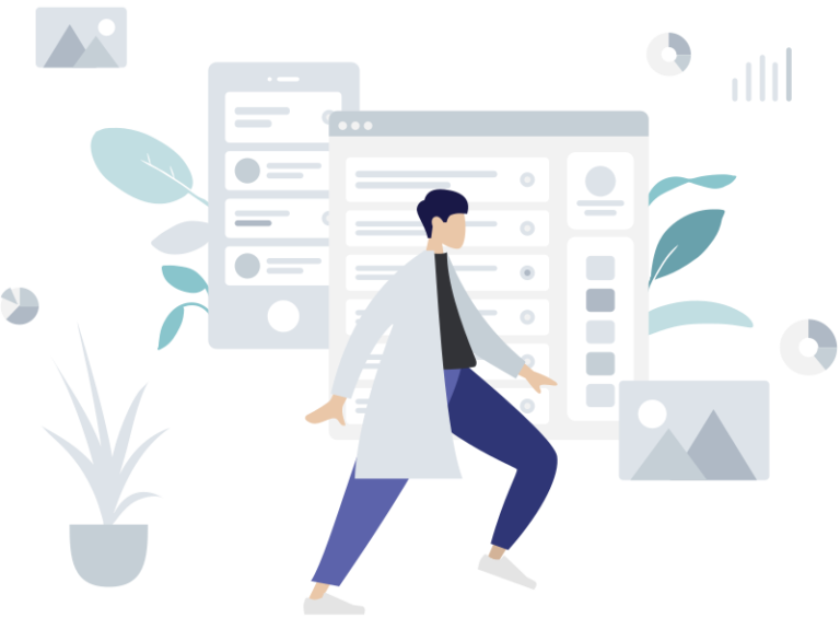 dessin d'un homme avec un fond bleu clair startup studio