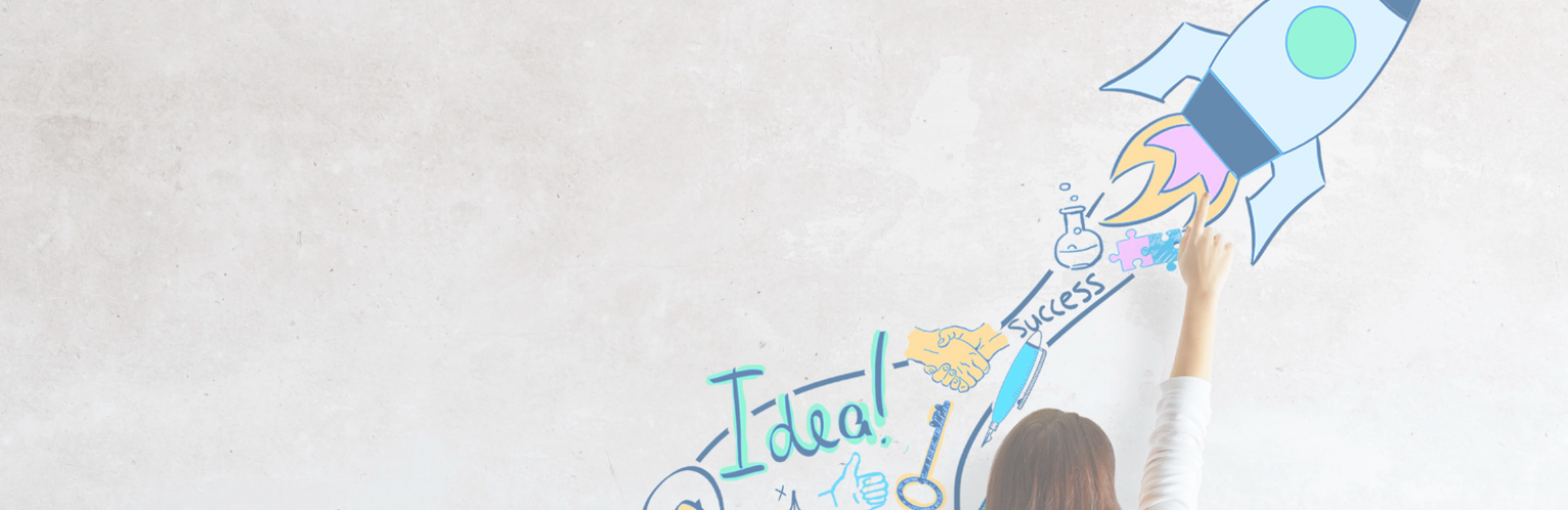infographie et dessin fusée bleue startup studio